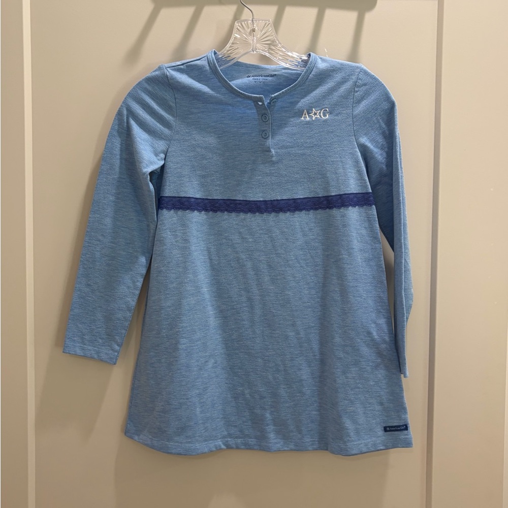 Kids' Long Sleeve Light Blue Henley Tunic